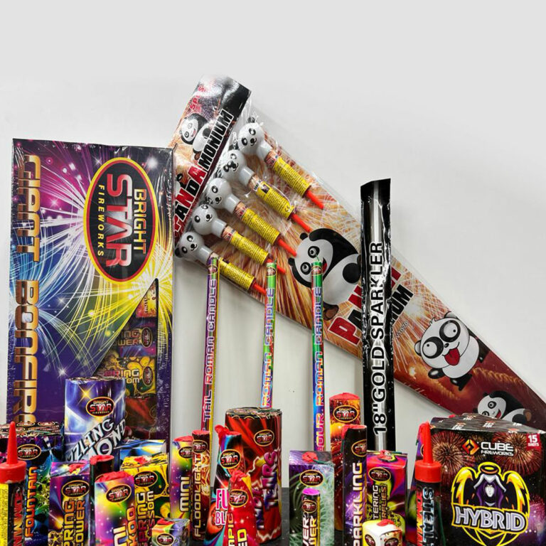 One out most popular selection boxes! Giant bonfire 26 fireworks mix of fountains and Romans candles.